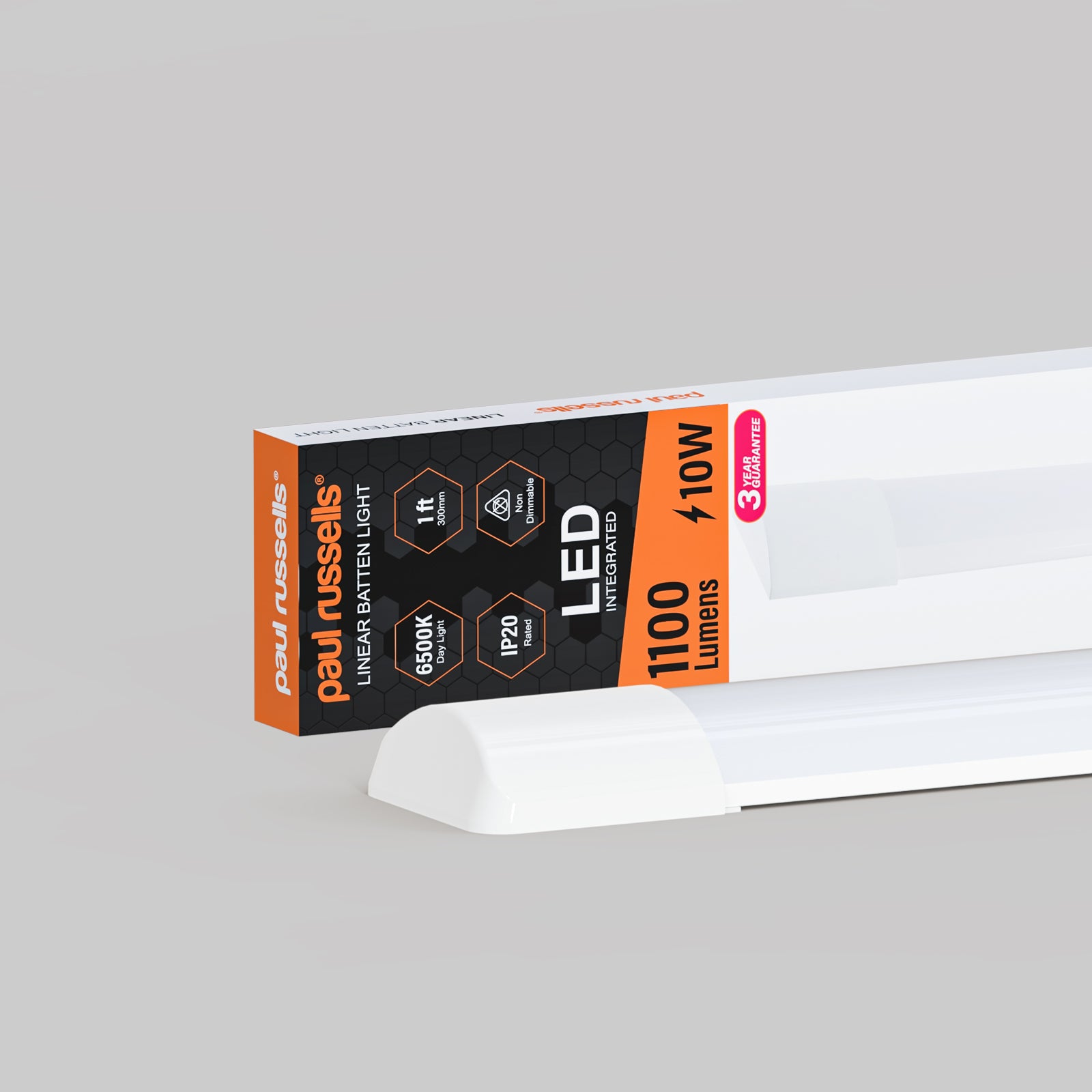 10W LED Batten Light, 1ft Ceiling Fitting Tube Light, 1100 Lumen, 6500K Day Light, Fluorescent Lighting Replacement