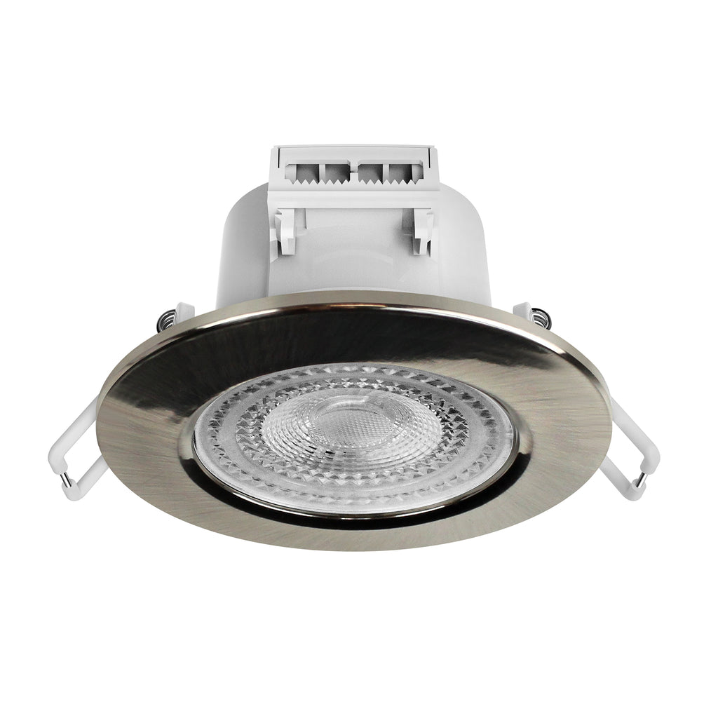 3CCT, Tiltable Downlight,4.8W, 500lm, Non-Dim, IP44, Brush Nickel Bezel