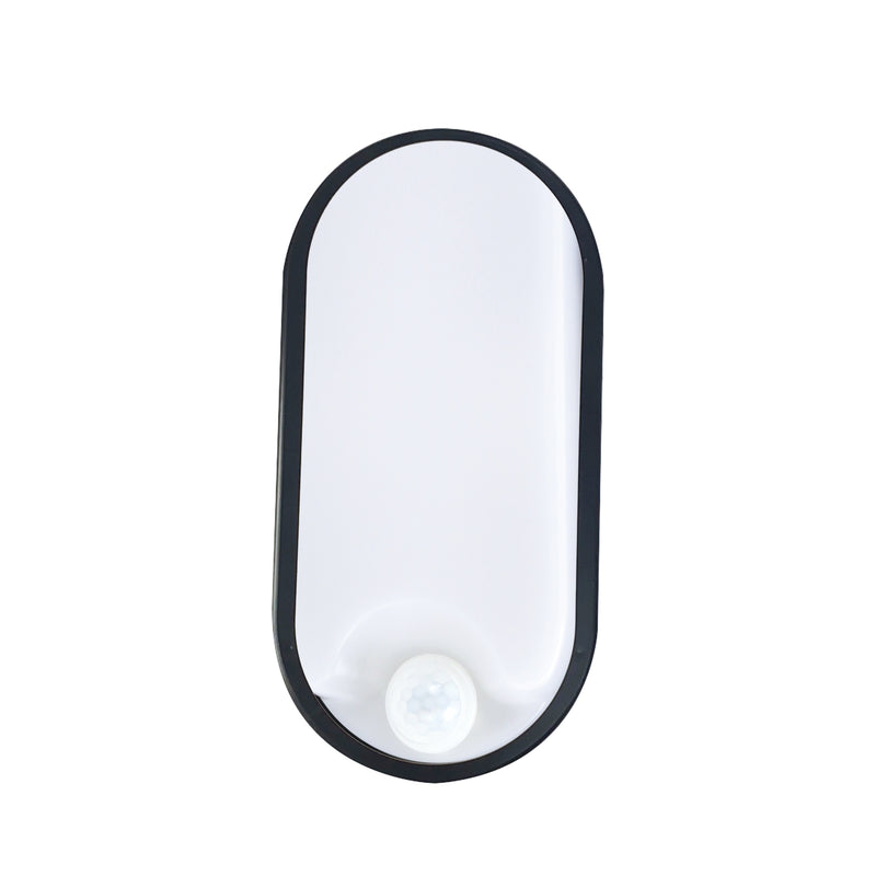 8W oval Bulkhead, 650lm, 6500K, PIR, IP54