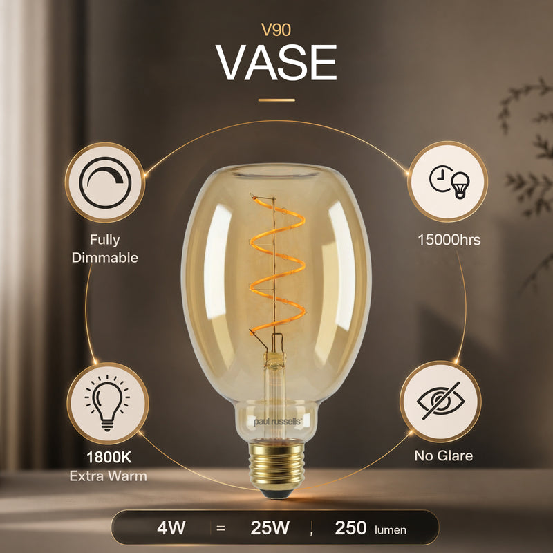 4W LED V90, E27, 250lm, Dimmable, 1800K Lit