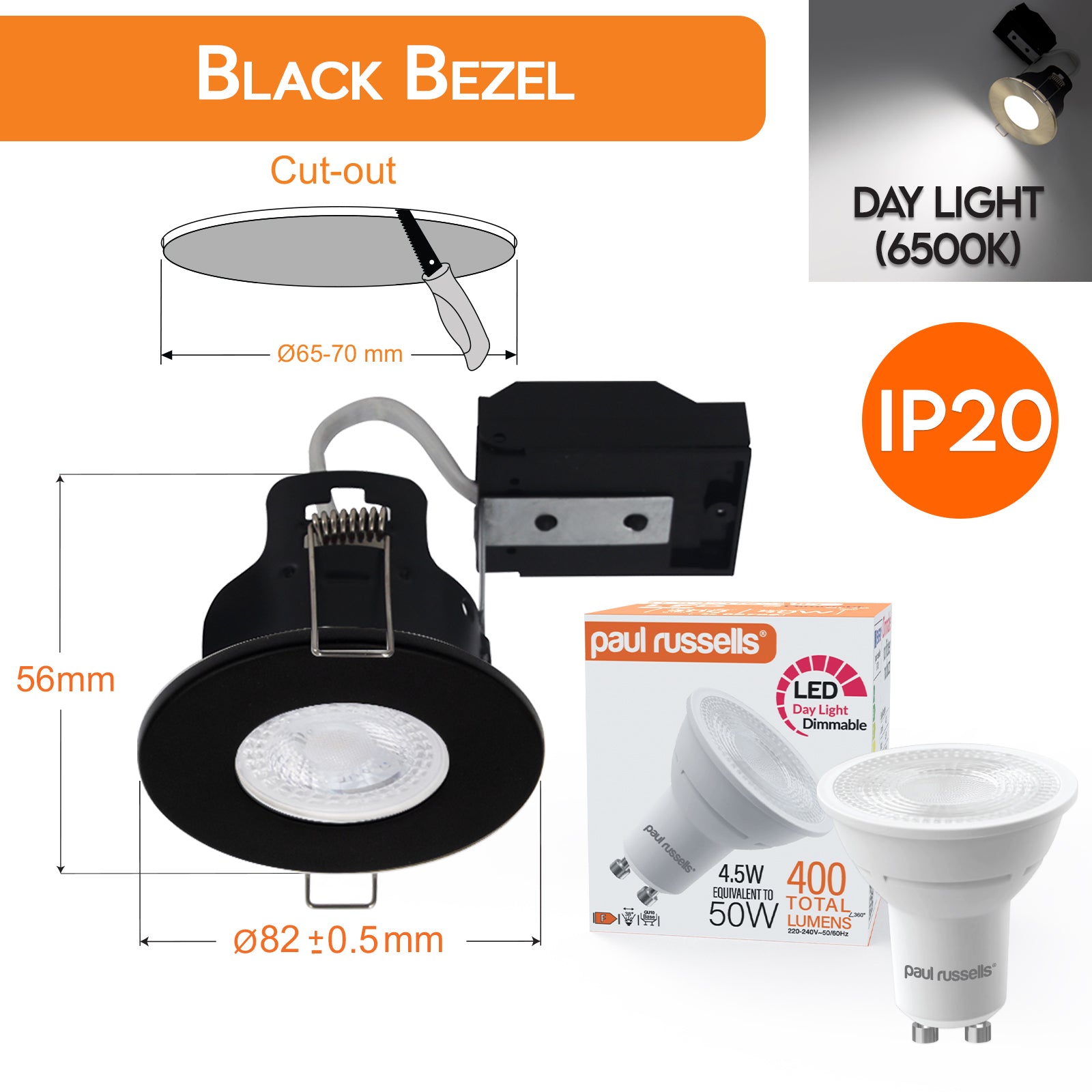 LED Fire-Rated Downlights | Recessed Ceiling Lights (IP20) | Bezel Available In 5 Different Colours