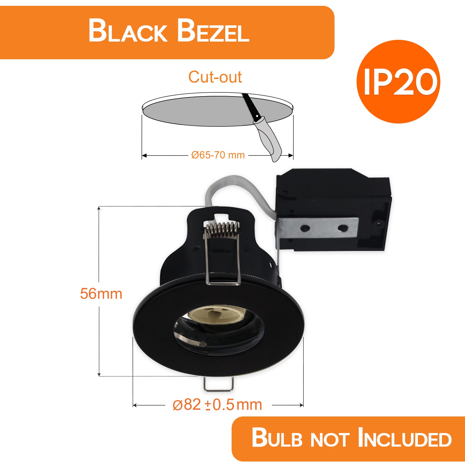 LED Fire-Rated Downlights | Recessed Ceiling Lights (IP20) | Bezel Available In 5 Different Colours