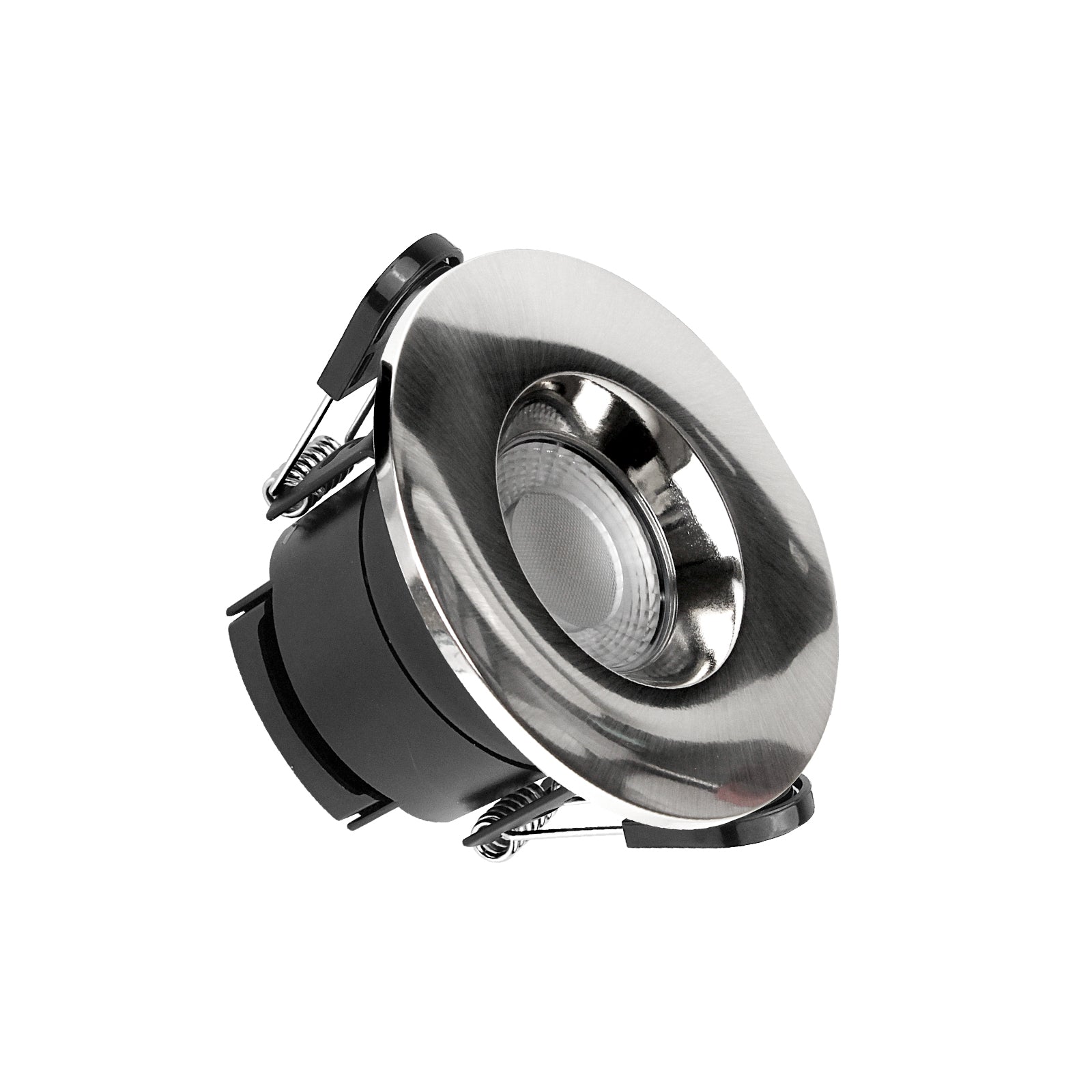 Paul Russells 6W LED Fire Rated Downlight, Dimmable Warm/Cool/Day White 3 Adjustable CCT, IP65, Brush Nickel Bezel