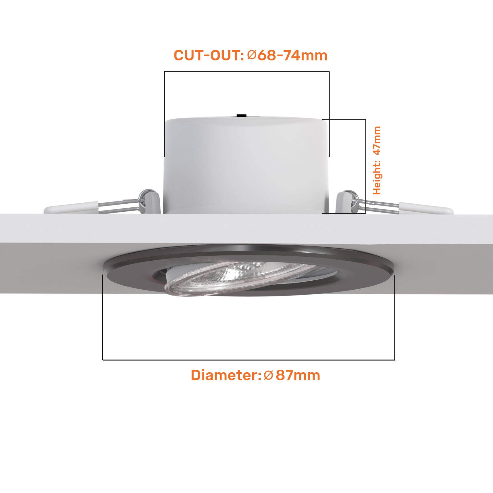 Paul Russells 4.8W LED Non Fire Rated Tiltable Downlight, Warm/Cool/Day White 3 Adjustable CCT, IP44, Chrome Bezel