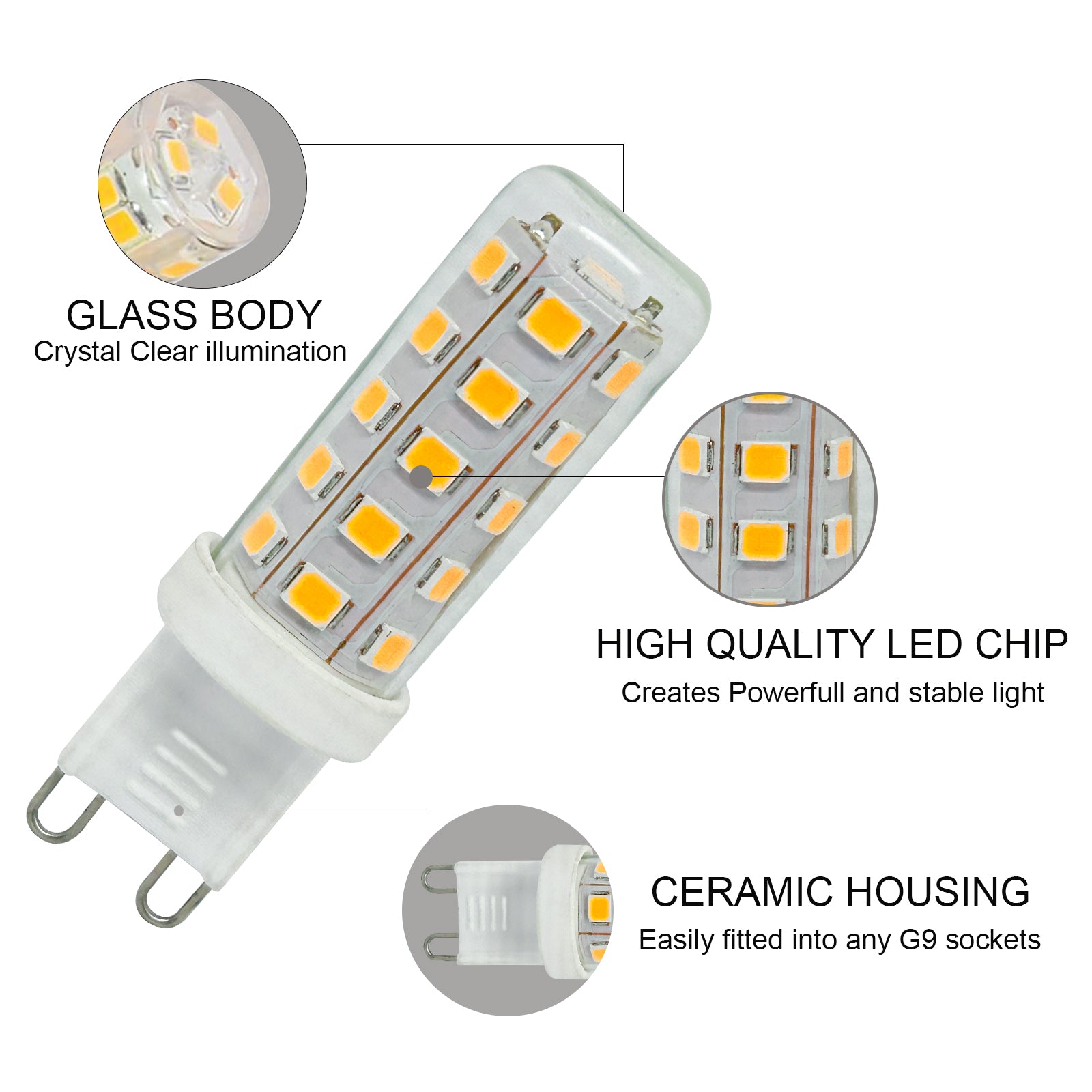 LED G9 Capsule 3W=25W 2 Pin Warm White 3000K Dimmable Light Bulbs