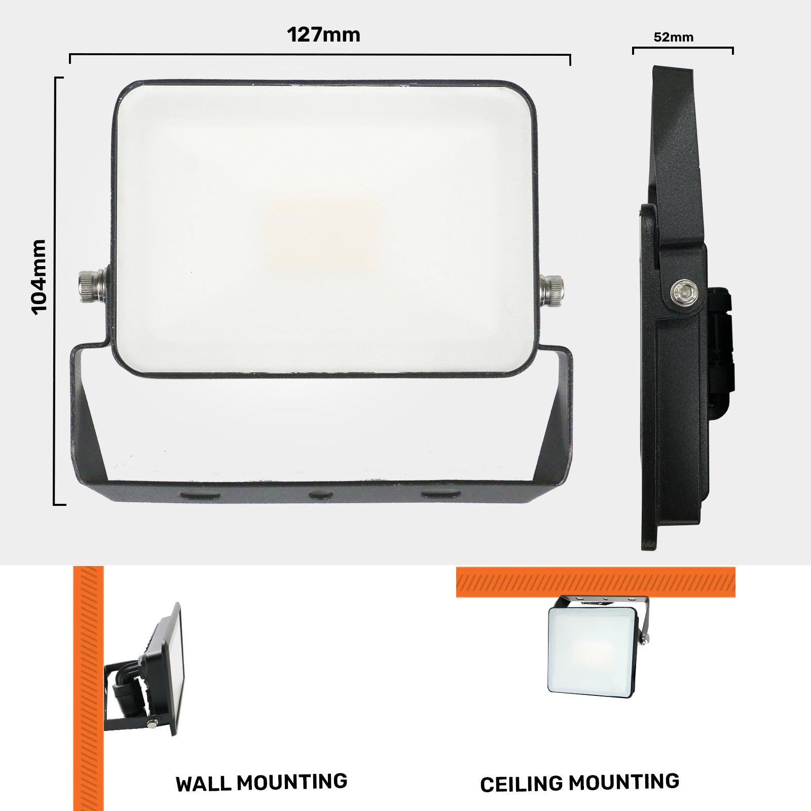 10W Frameless Floodlight, 1200lm, 6500K, Non-PIR, IP65