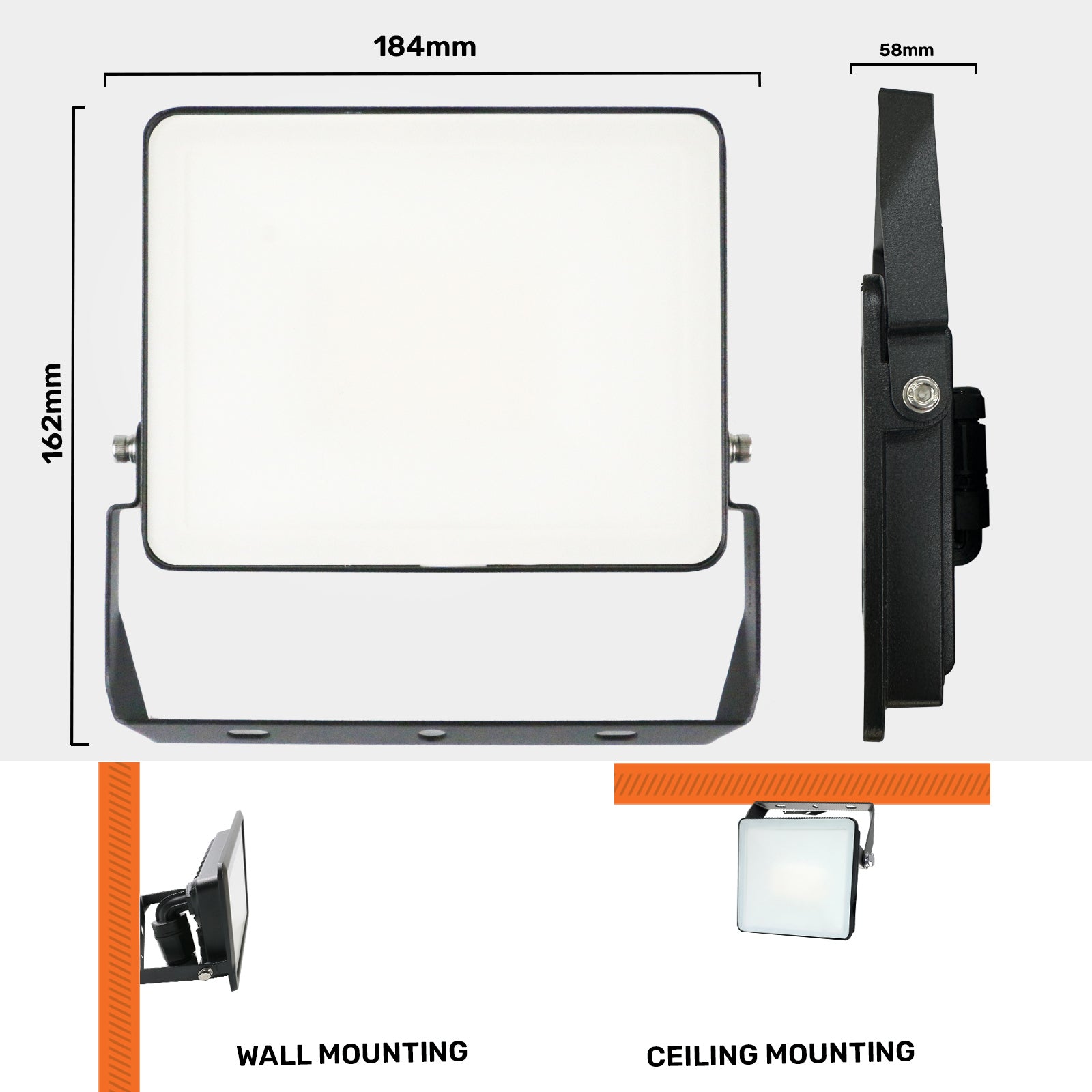 30W Frameless Floodlight, 3600lm, 6500K, Non-PIR, IP65