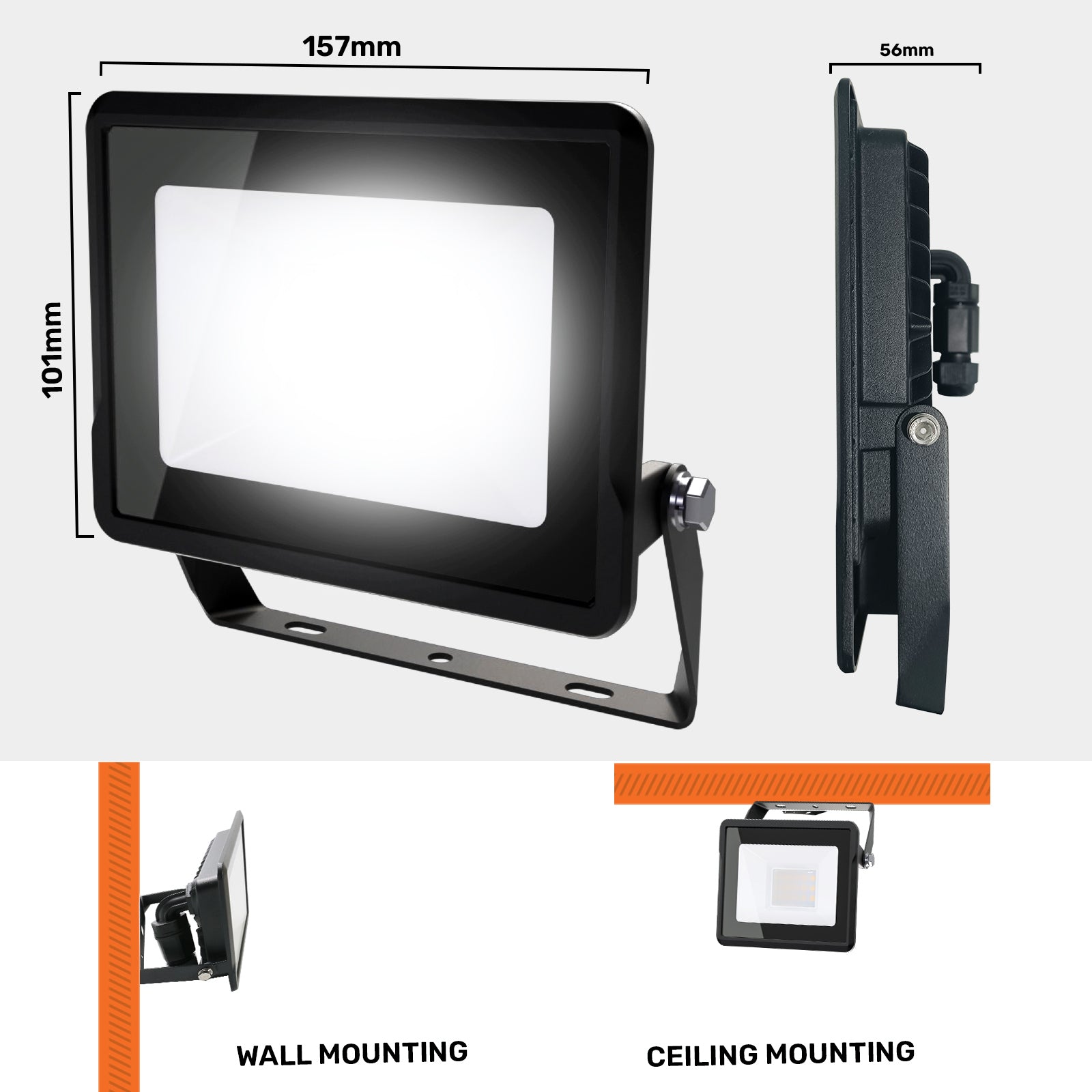 20W, LED Floodlights, 2000 Lumens, 6500K Day Light, Non-Dimmable Spotlights
