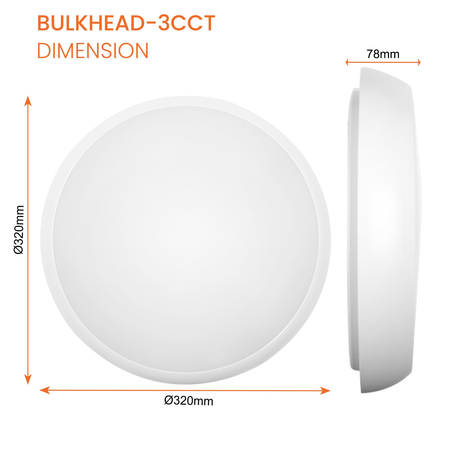 LED Round Bulkhead Light, IP65 Waterproof, Tri-Power & Tri-Colour Selectable