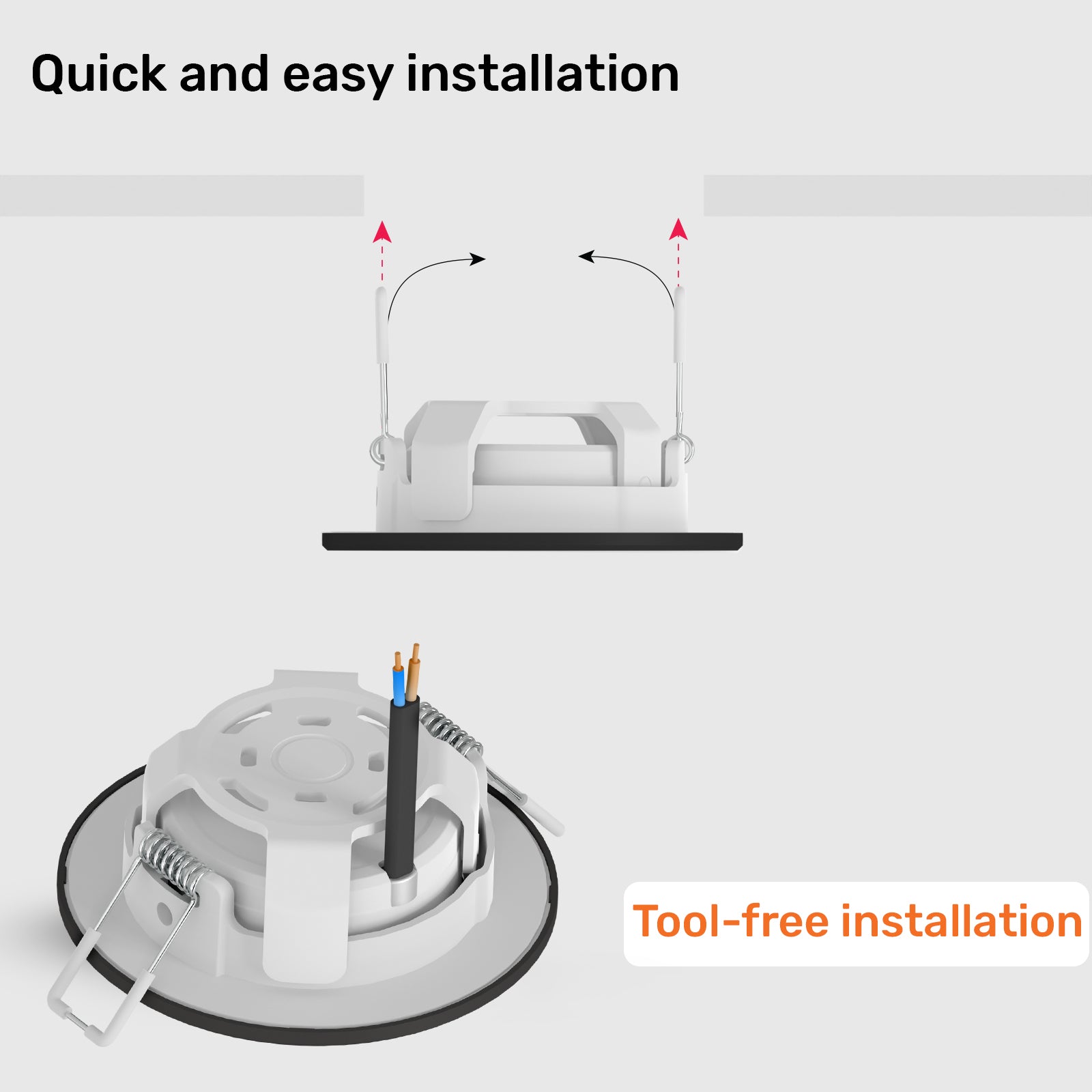 Paul Russells 4.8W LED Non Fire Rated Downlight Tiltable, Warm White 3000K, IP44, Bezel Black