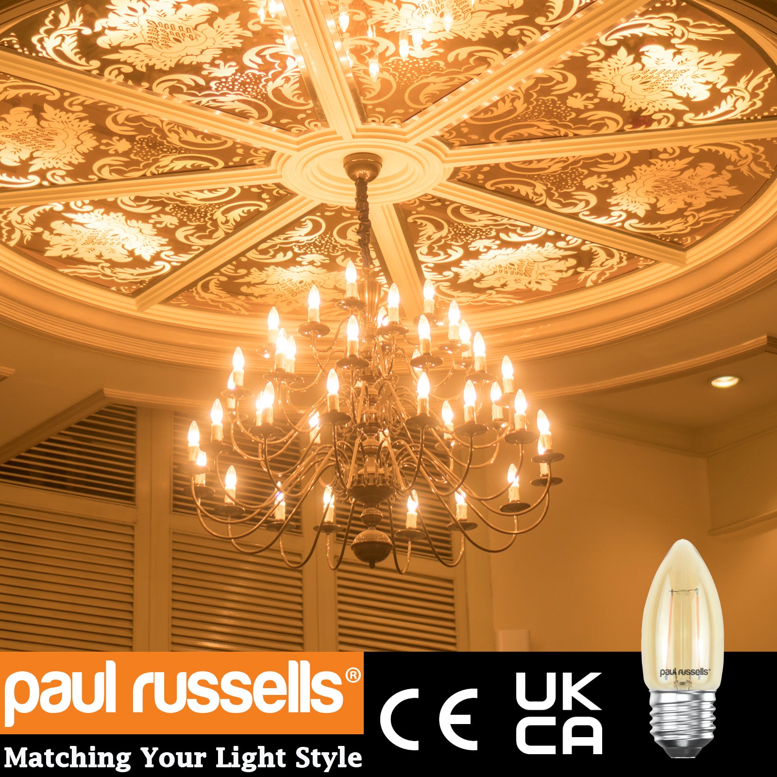 LED Filament Candle 2.5W (20w), ES/E27, 200 Lumens, Extra Warm White(2200K), 240V