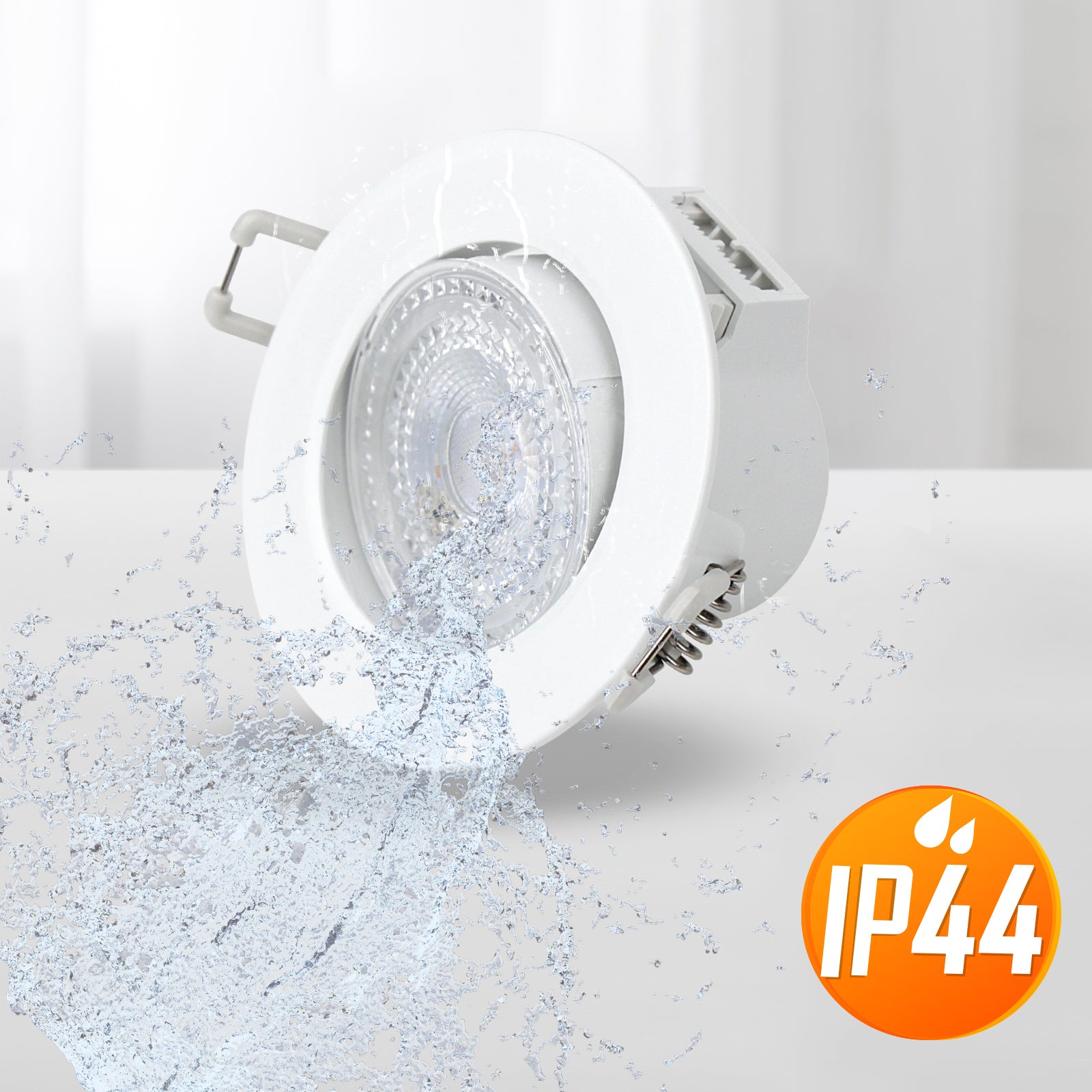 Paul Russells 6W LED Non Fire Rated Tiltable Downlight, Warm/Cool/Day White 3 Adjustable CCT, IP44, Bezel White