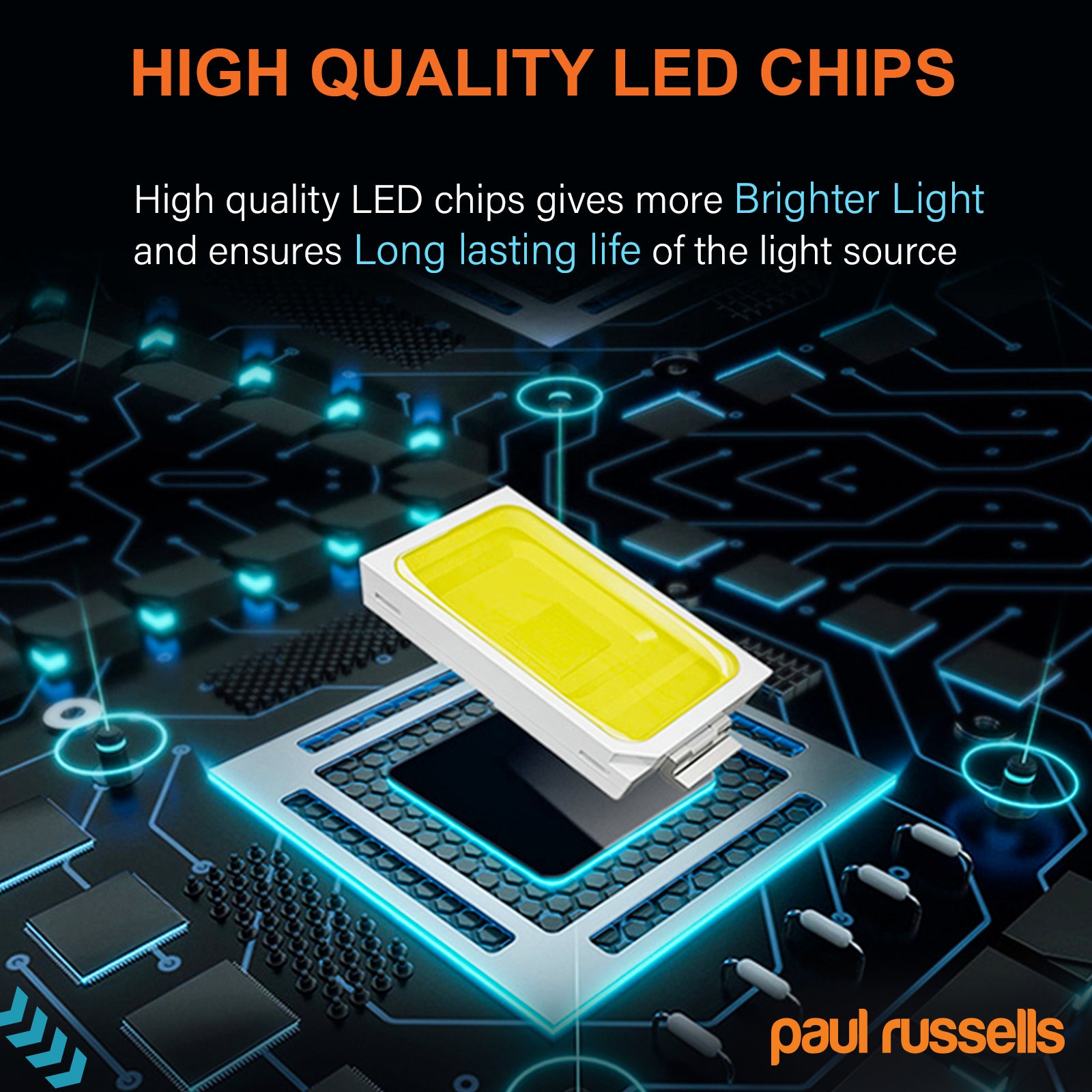 Paul Russells 4.8W LED Non Fire Rated Downlight Tiltable, Warm White 3000K, IP44, Bezel Black