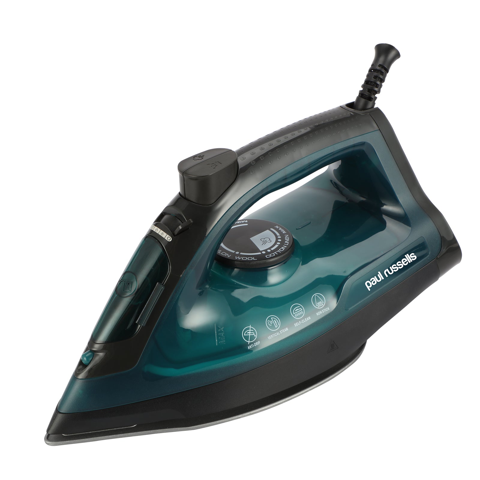 Paul Russells 2400W Steam Iron - Continuous 30g/min Steam, 240V Variable Output, Anti-Drip/Anti-Calc Filter, Vertical Jet Steam Boost, 250ml Water Tank, Power Indicator Light