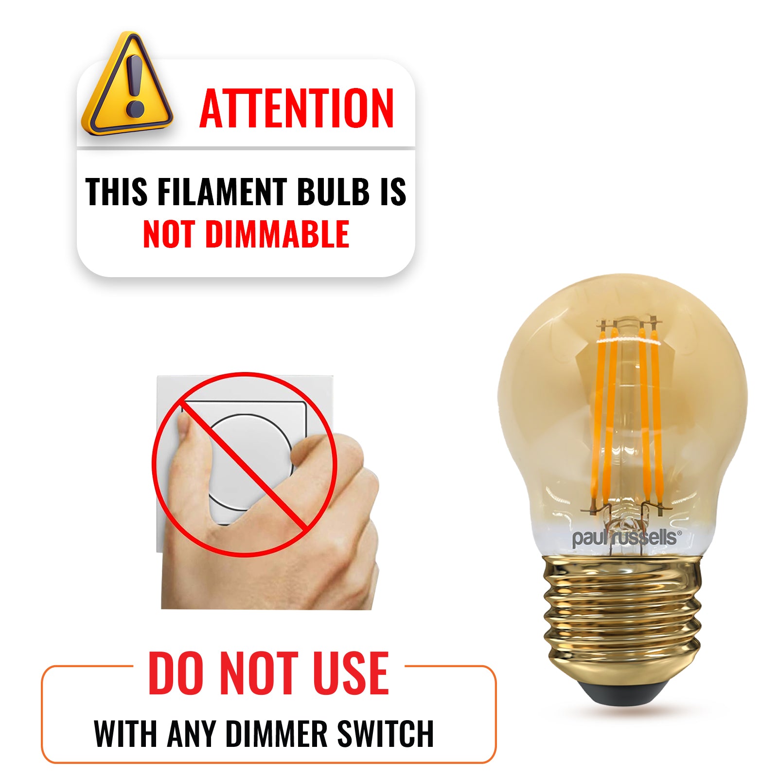 LED Filament Golf 4.5W (35w), ES/E27, 400 Lumens, Extra Warm White(2200K), 240V