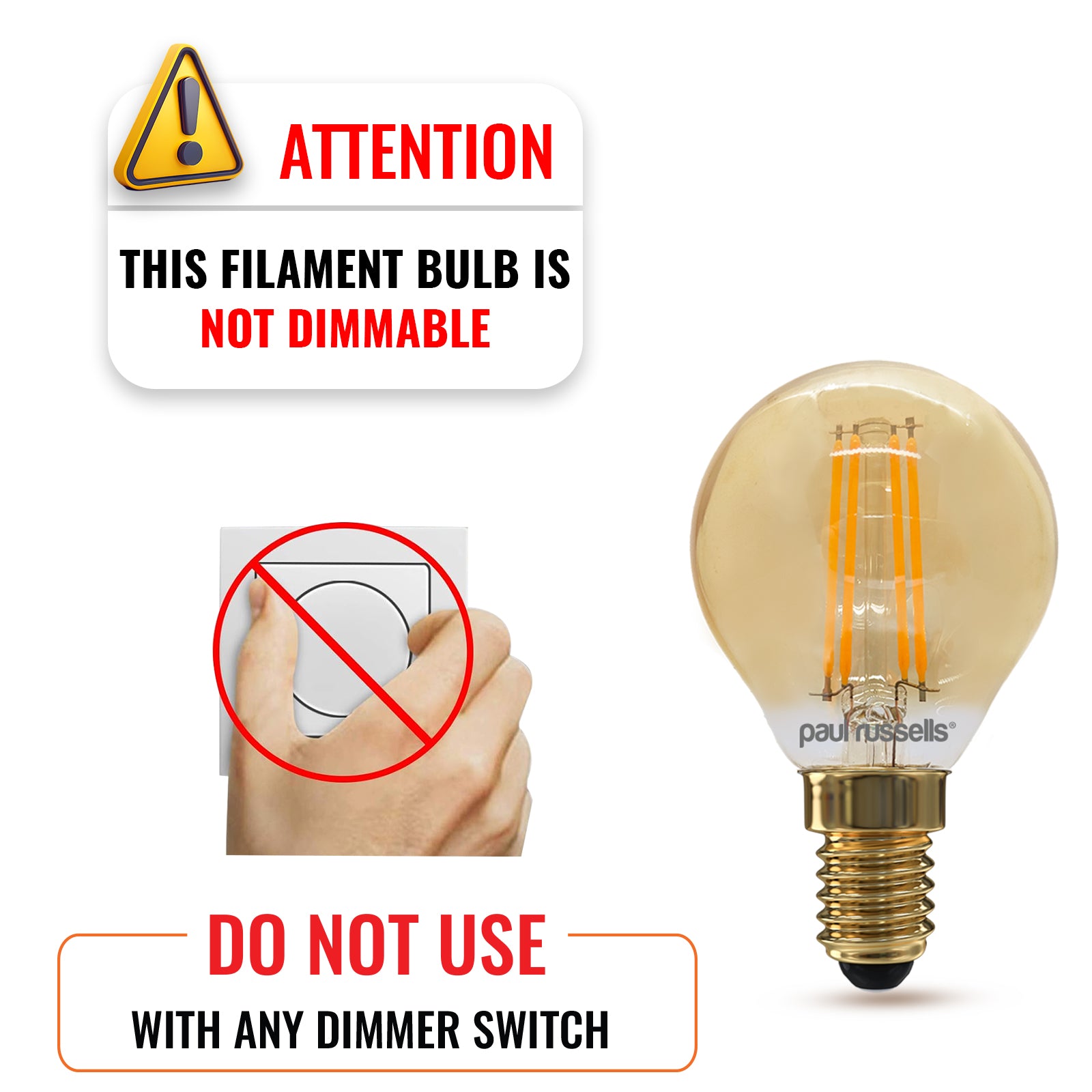 LED Filament Golf 4.5W (35w), SES/E14, 400 Lumens, Extra Warm White(2200K), 240V