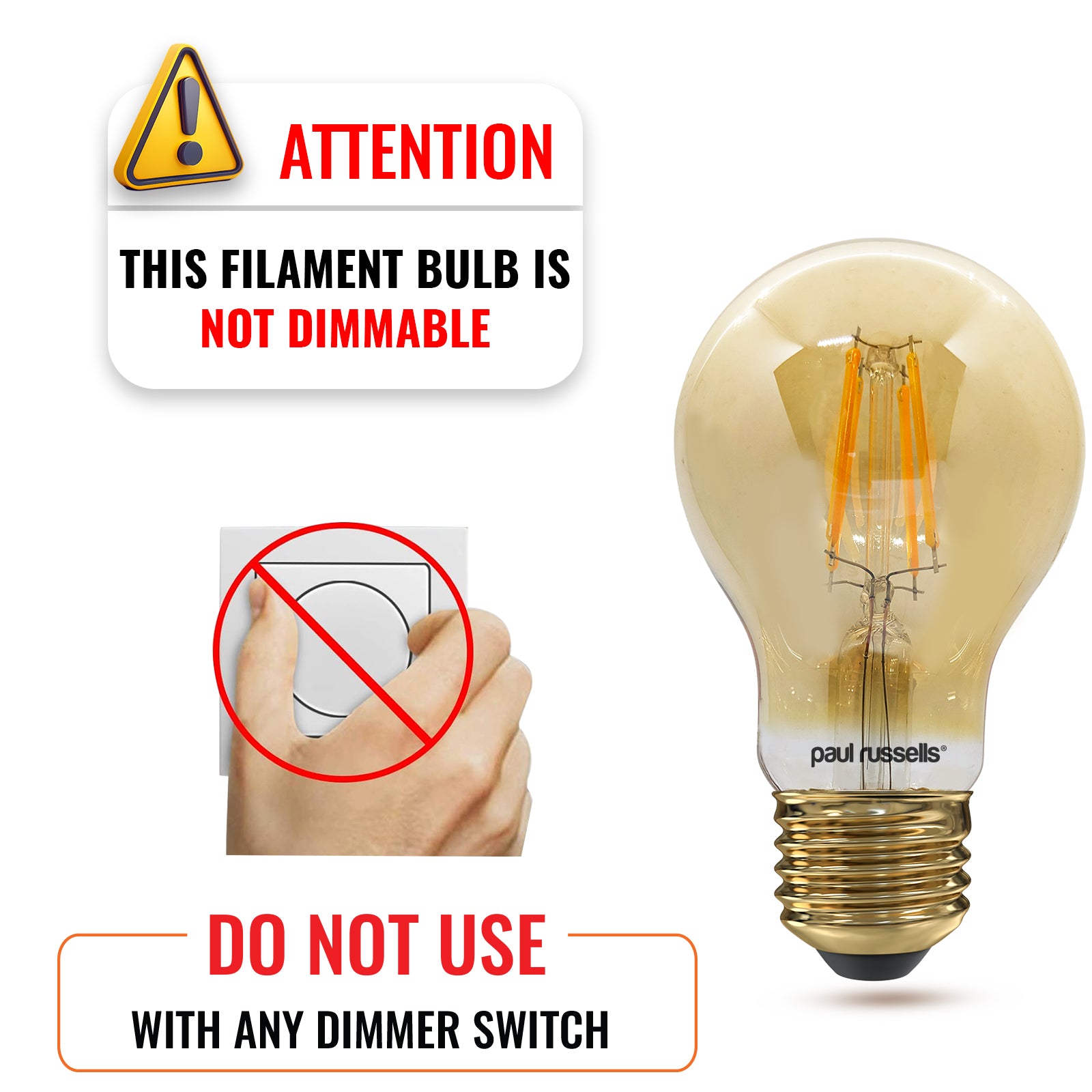 LED Filament GLS 4.5W (35w), ES/E27, 400 Lumens, Extra Warm White(2200K), 240V