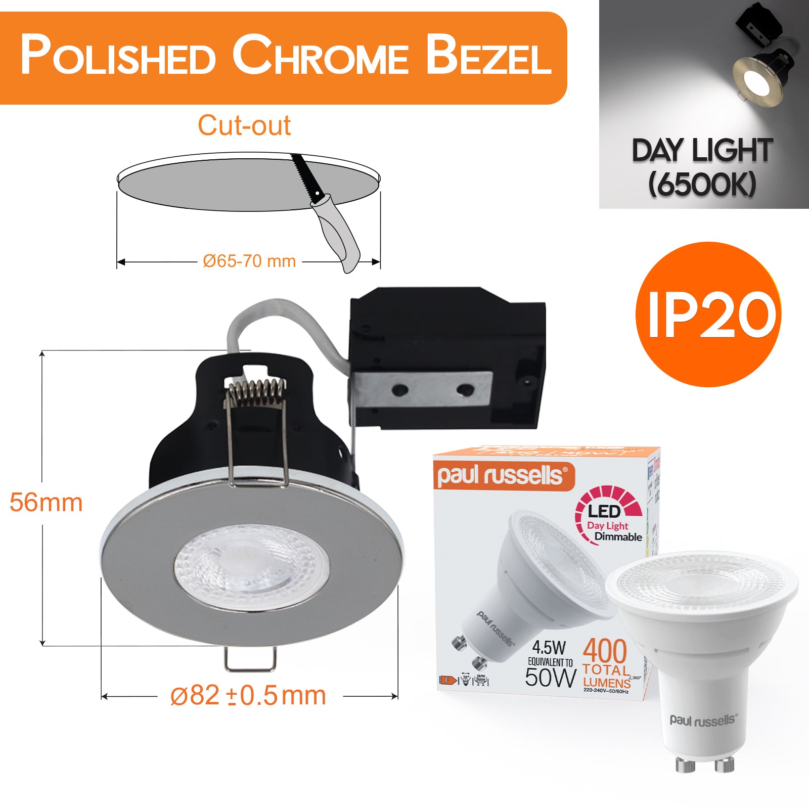 LED Fire-Rated Downlights | Recessed Ceiling Lights (IP20) | Bezel Available In 5 Different Colours