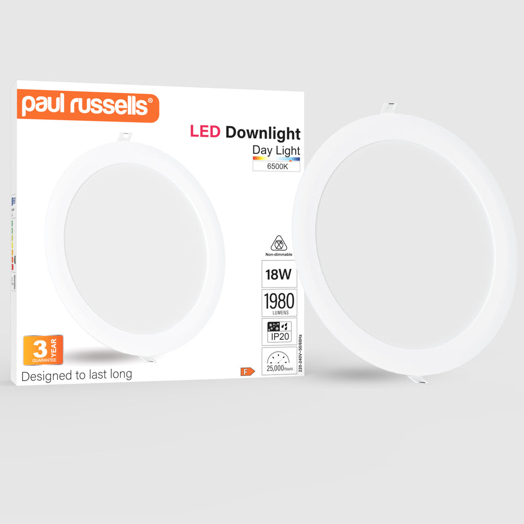 18W Round Recessed Downlight, 1980lm, 6500K