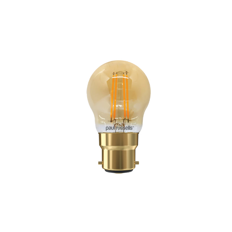 4.5W LED Filament, Golf, 400lm, B22, Non-Dim, 2200K