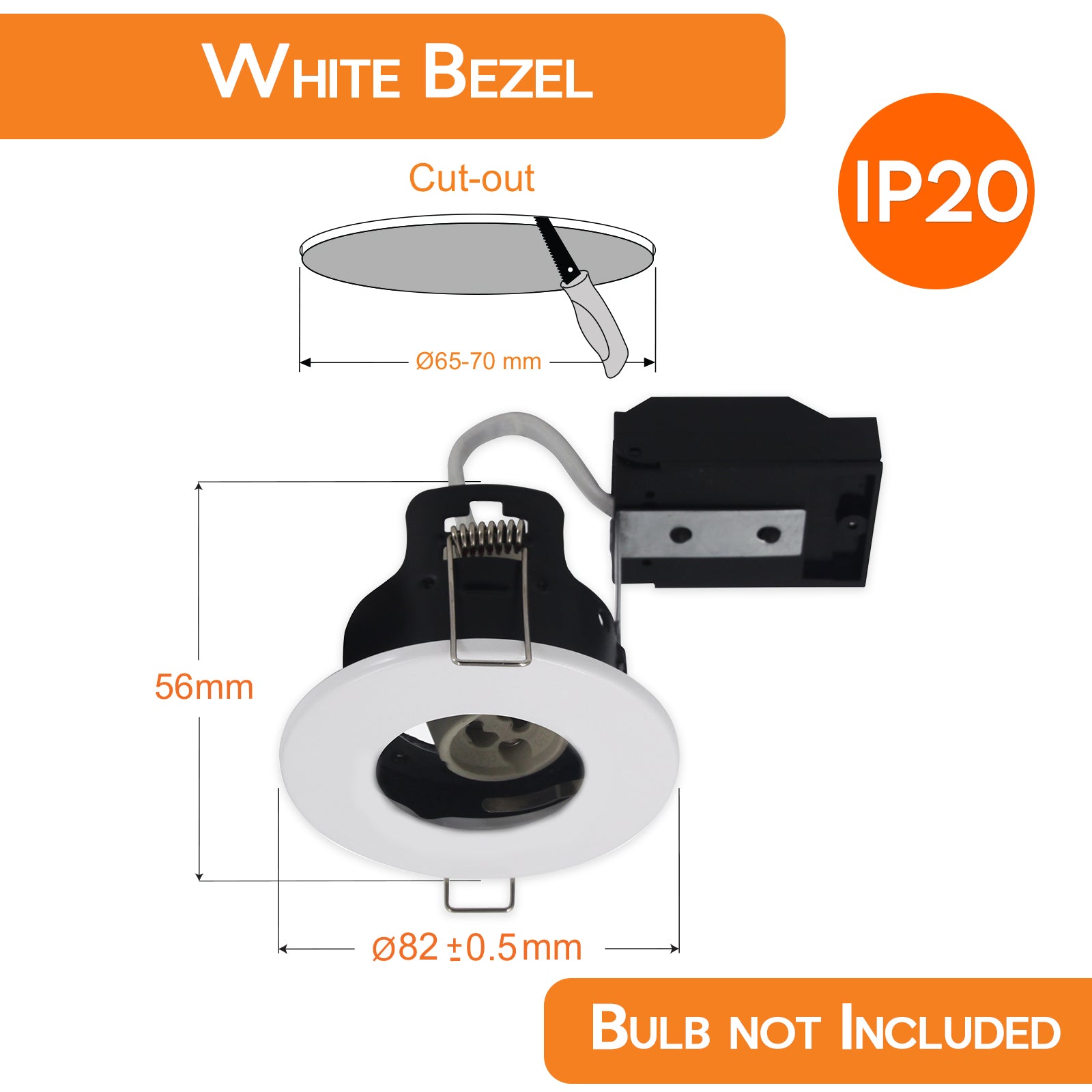 LED Fire-Rated Downlights | Recessed Ceiling Lights (IP20) | Bezel Available In 5 Different Colours