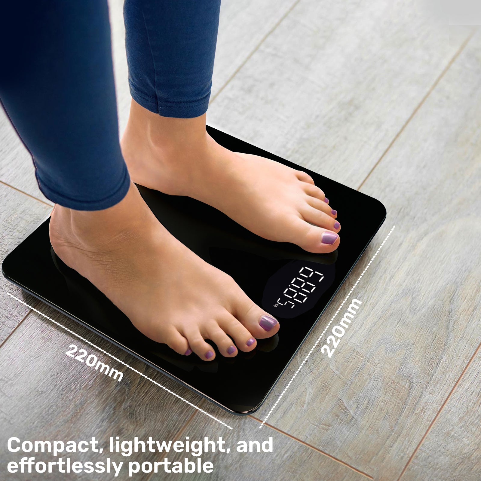 Digital Glass Electronic Scale 180KG Body Weight Weighing Scale with Magic LED Display Black