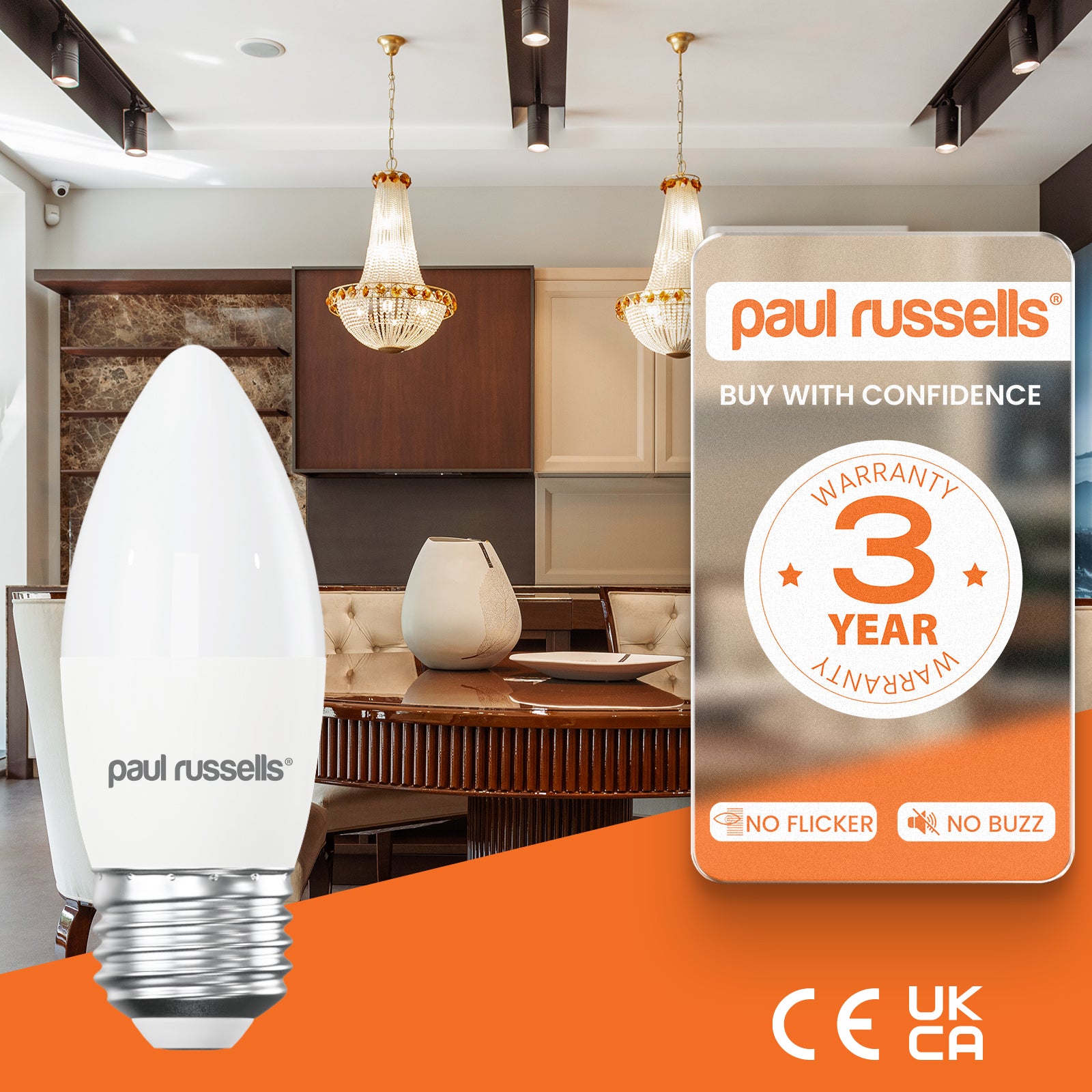 LED Candle 4.9W (40w), ES/E27, 470 Lumens, Cool White(4000K), 240V