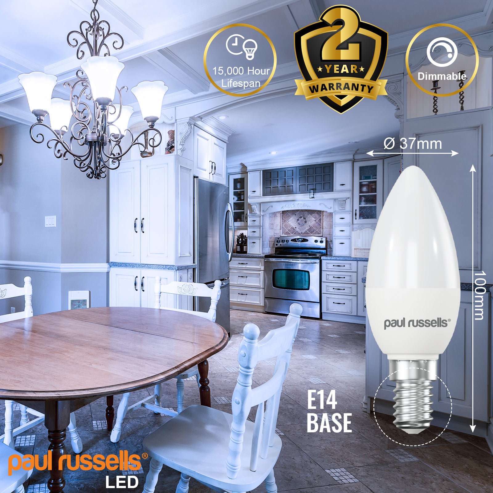 LED Dimmable Candle 5.5W (40w), SES/E14, 470 Lumens, Day Light(6500K), 240V