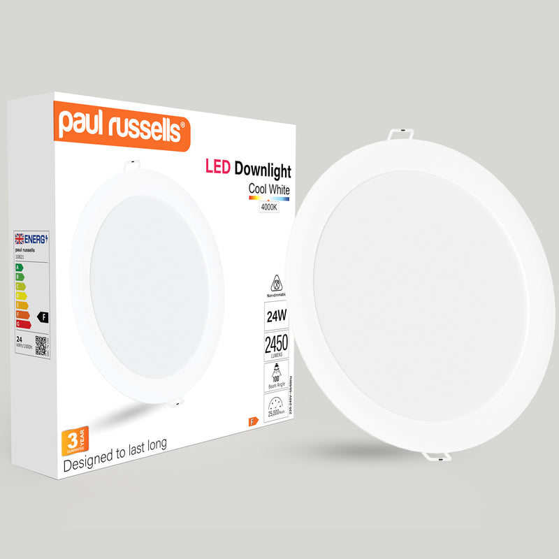 24W Round Recessed Downlight, 2450lm, 4000K, IP20