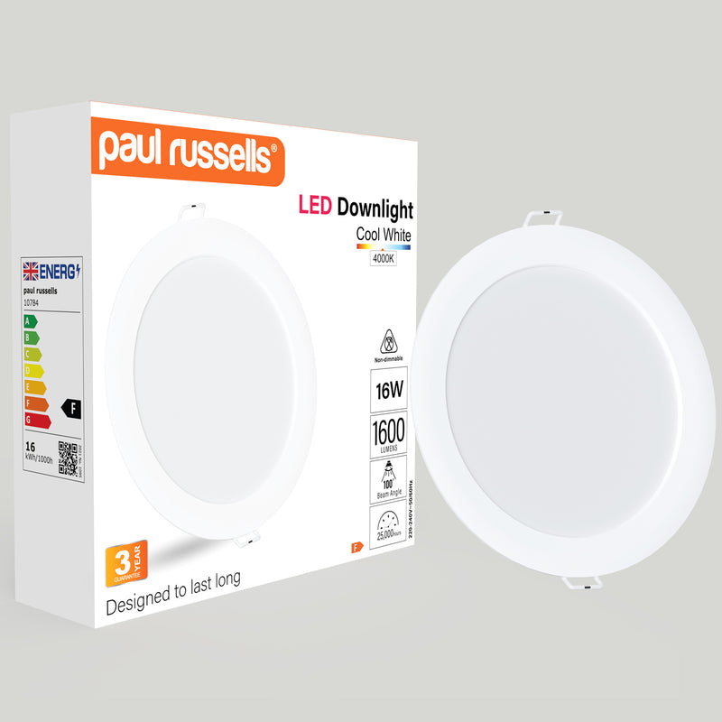 16W Round Recessed Downlight, 1600lm, 4000K, IP20