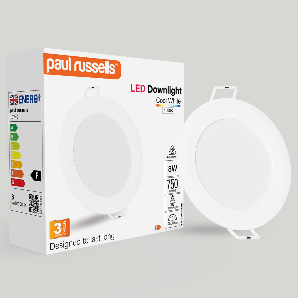 8W Round Recessed Downlight, 750lm, 4000K, IP20