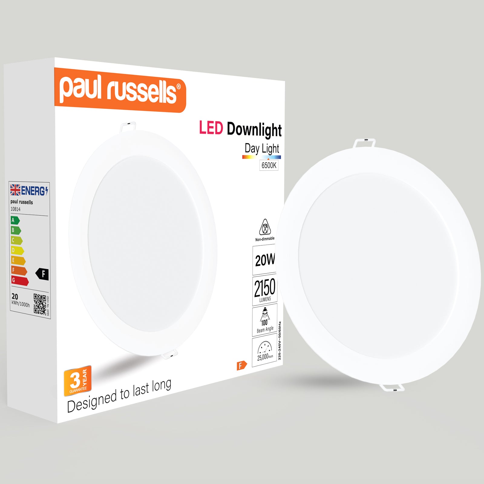 20W, LED Round Ceiling Downlights, 2150 Lumens, 6500K Day Light, Non-Dimmable Panel Spotlights
