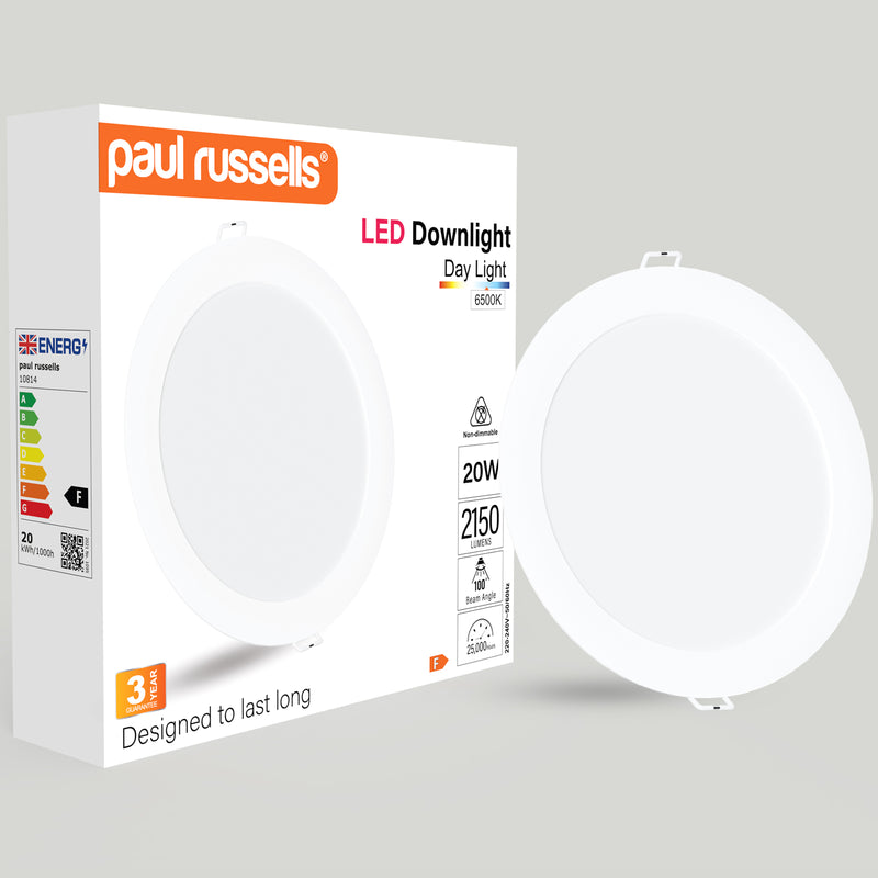 20W Round Recessed Downlight, 2150lm, 6500K, IP20