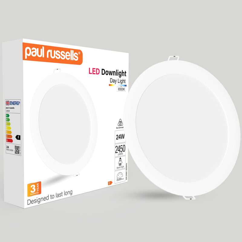 24W Round Recessed Downlight, 2450lm, 6500K, IP20