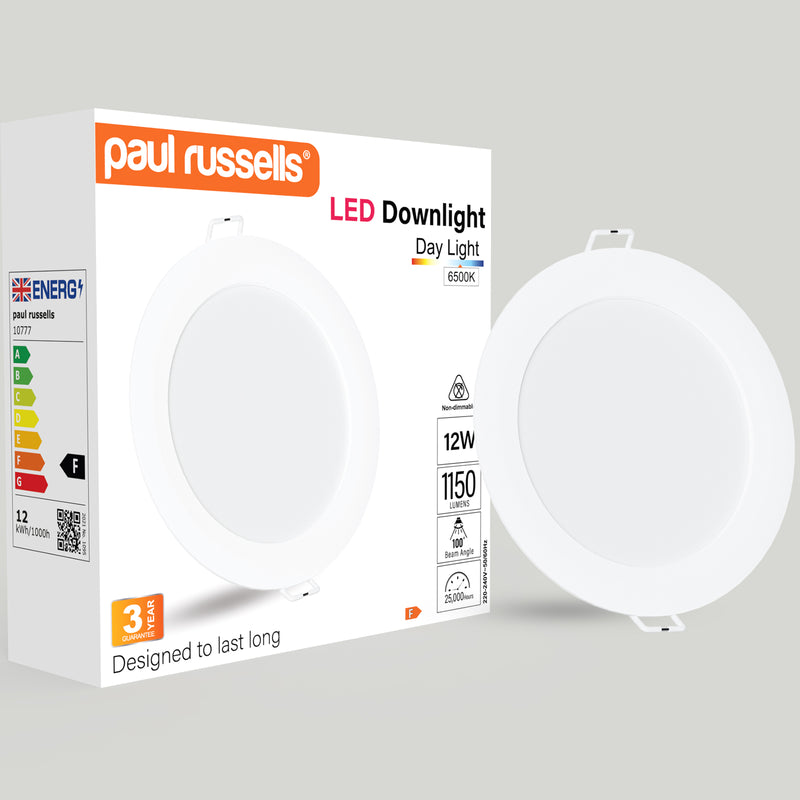 12W Round Recessed Downlight, 1150lm, 6500K, IP20