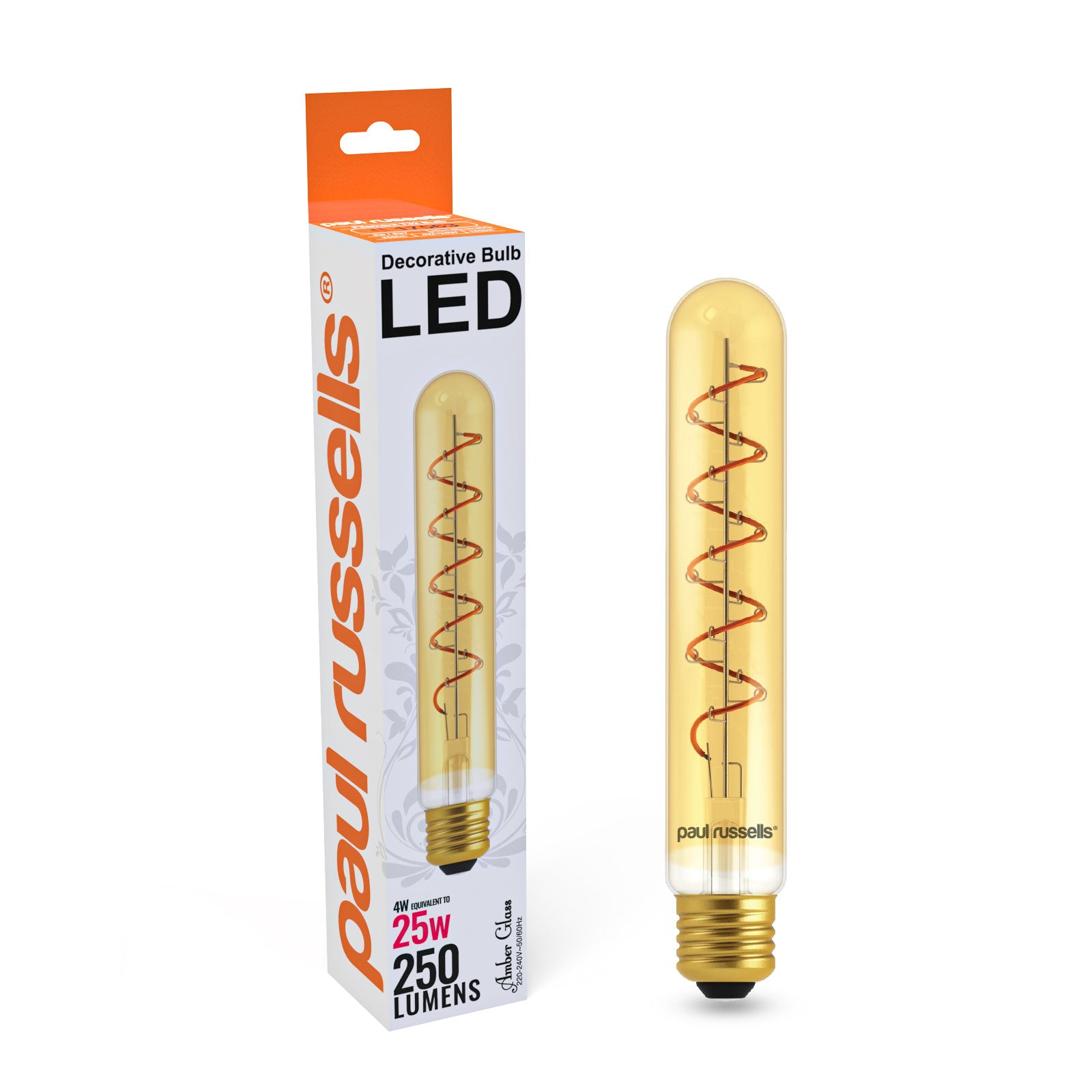 LED Spiral Antique T32 Amber Bulbs 25W, ES/E27, 250 Lumens, Extra Warm White (1800K), 240V