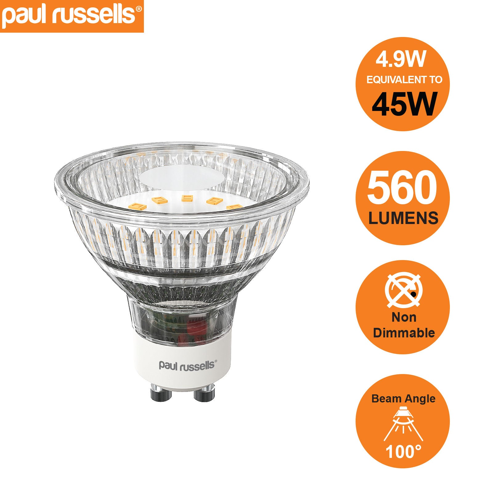 LED Spotlight 4.9W (45w), GU10, 560 Lumens, Cool White (4000K), 240V