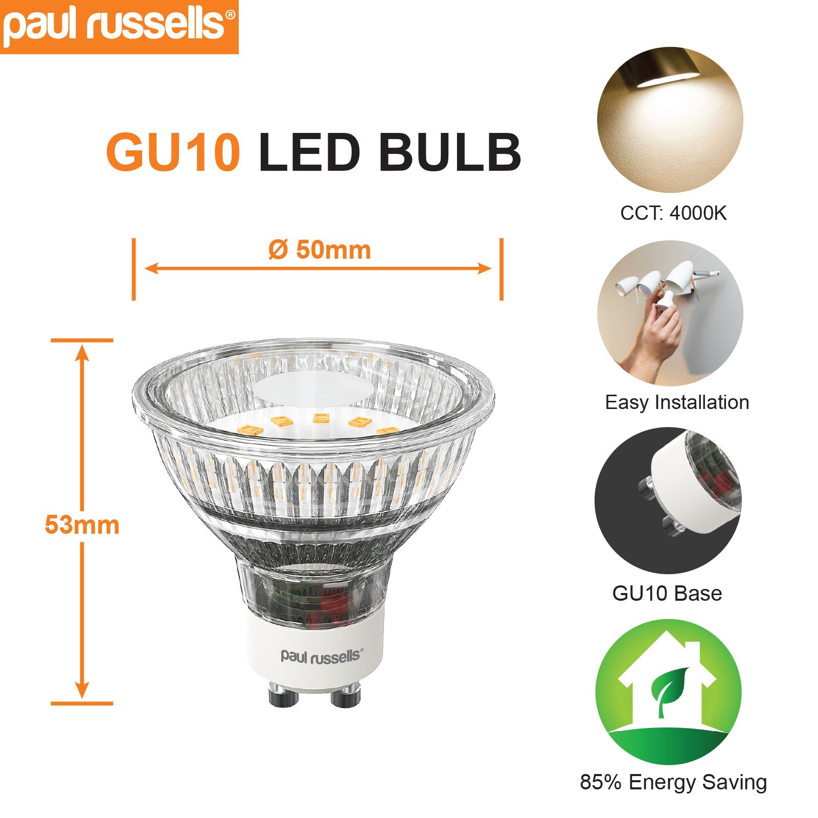 GU10 bulbs- 4000K 3W