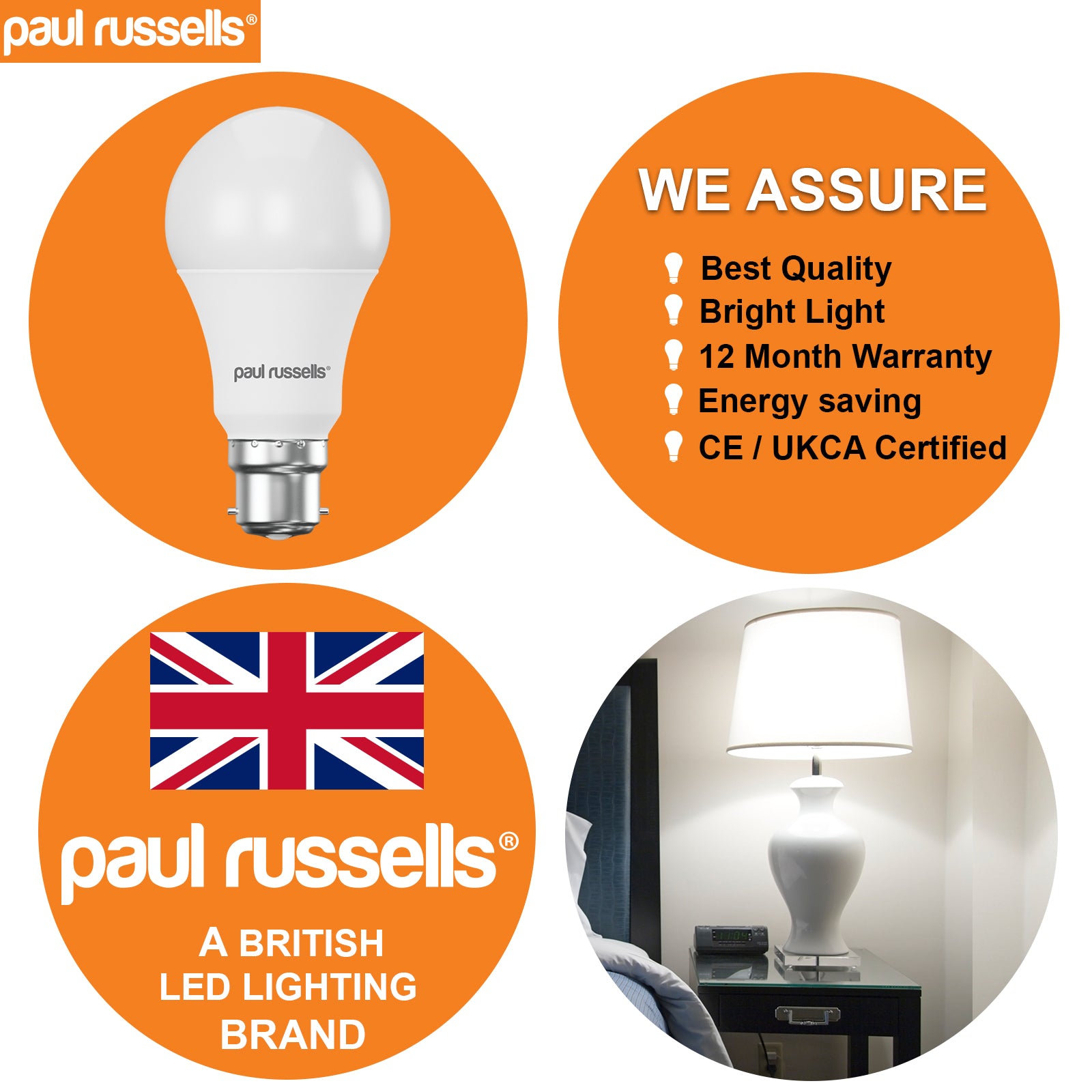 LED GLS 12W (75w), BC/B22, 1050 Lumens, Day Light(6500K), 240V