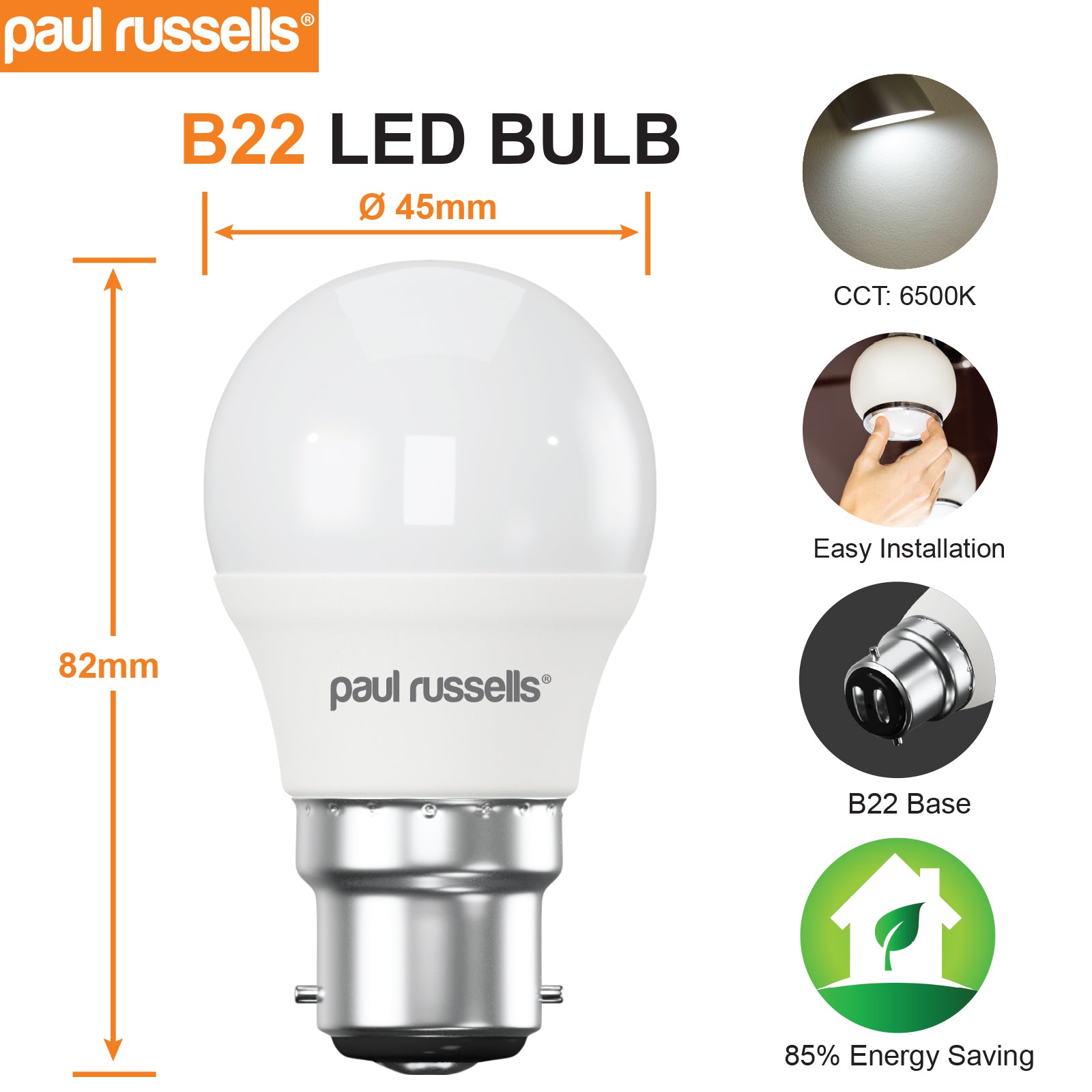 LED Golf 7W (45w), BC/B22, 600 Lumens, Day Light(6500K), 240V