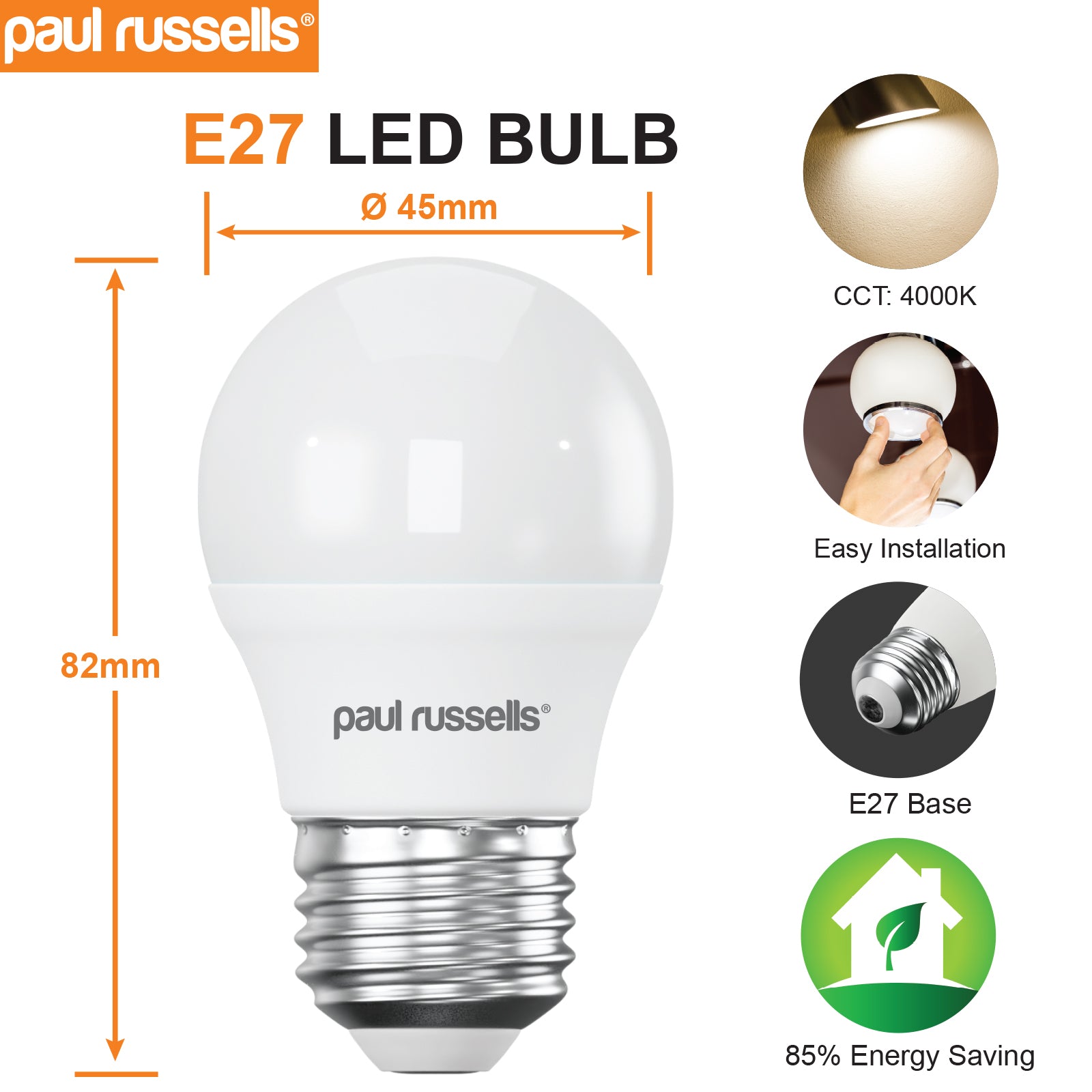 LED Golf 7W (45w), ES/E27, 600 Lumens, Cool White(4000K), 240V