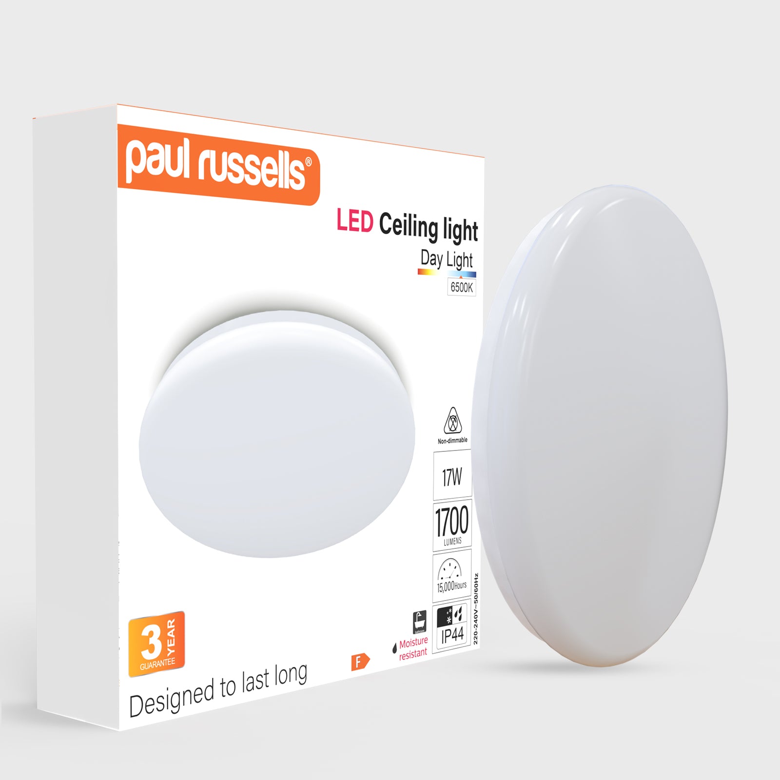 17W, LED Round Ceiling Downlights, 100W Equivalent, IP44, 1700 Lumens, 6500K Day Light, Non-Dimmable Panel Spotlights