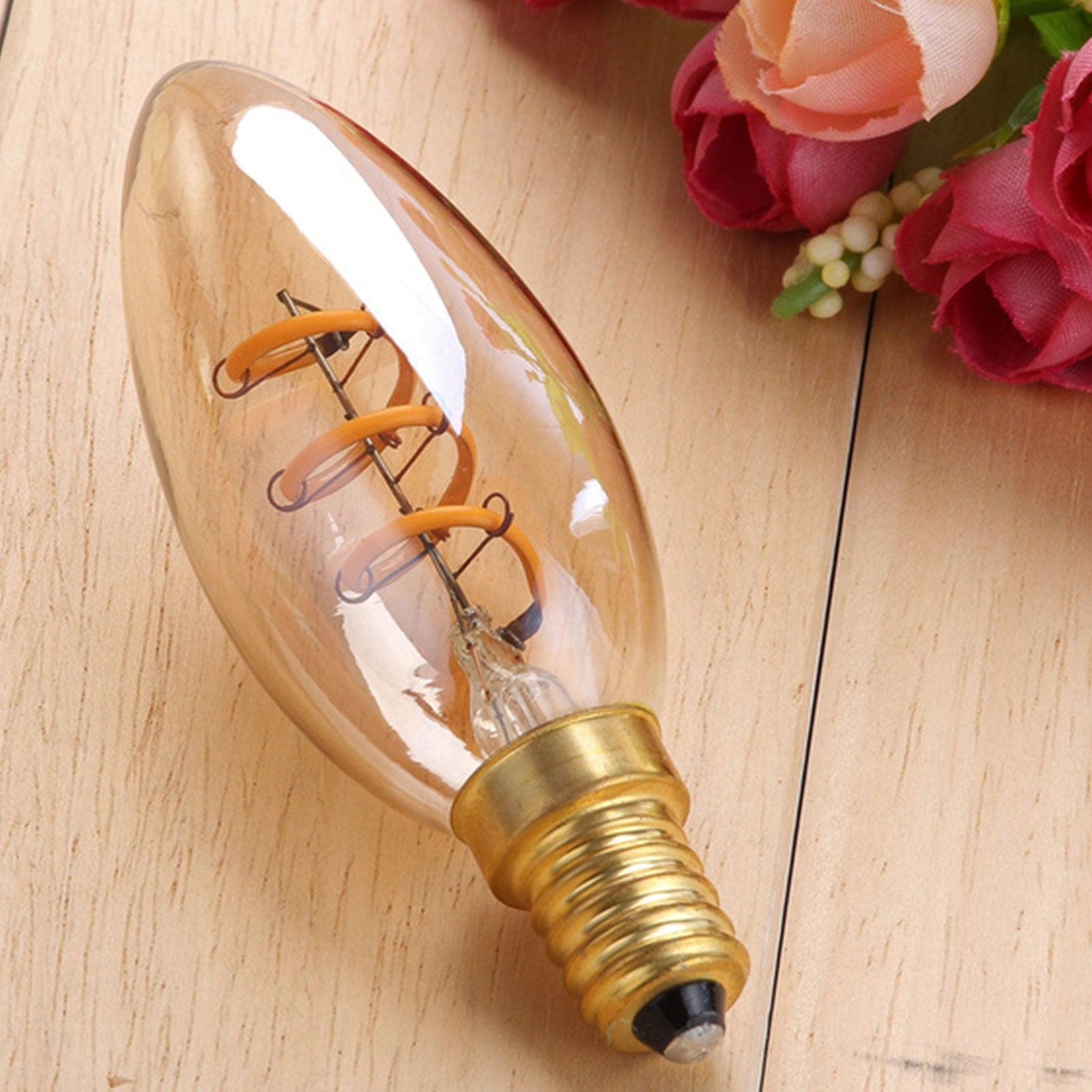 LED Spiral Antique Candle Amber Bulbs 15W, SES/E14, 135 Lumens, Extra Warm White (1800K), 240V